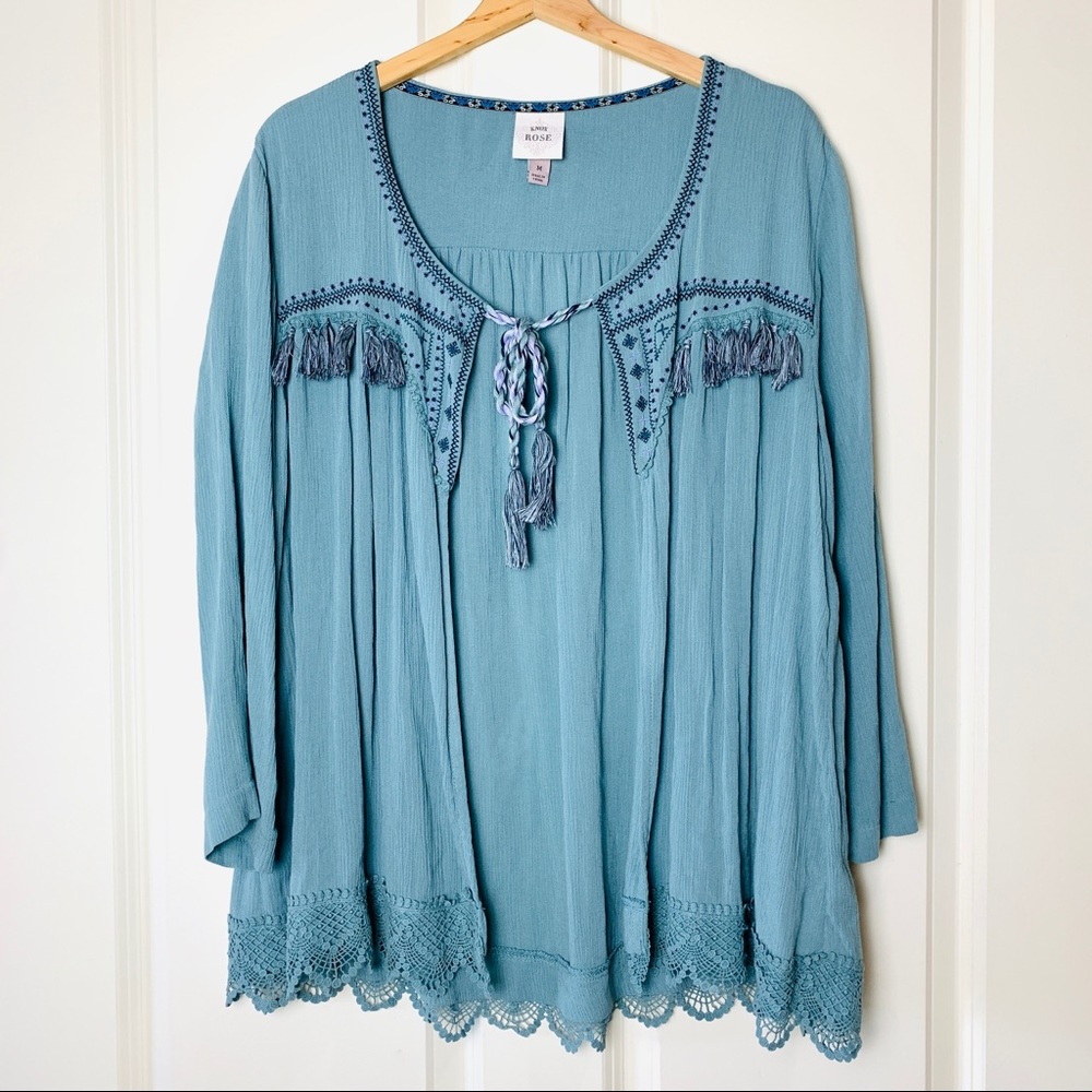Knox Rose Boho Light Turquoise Blue Tassel
